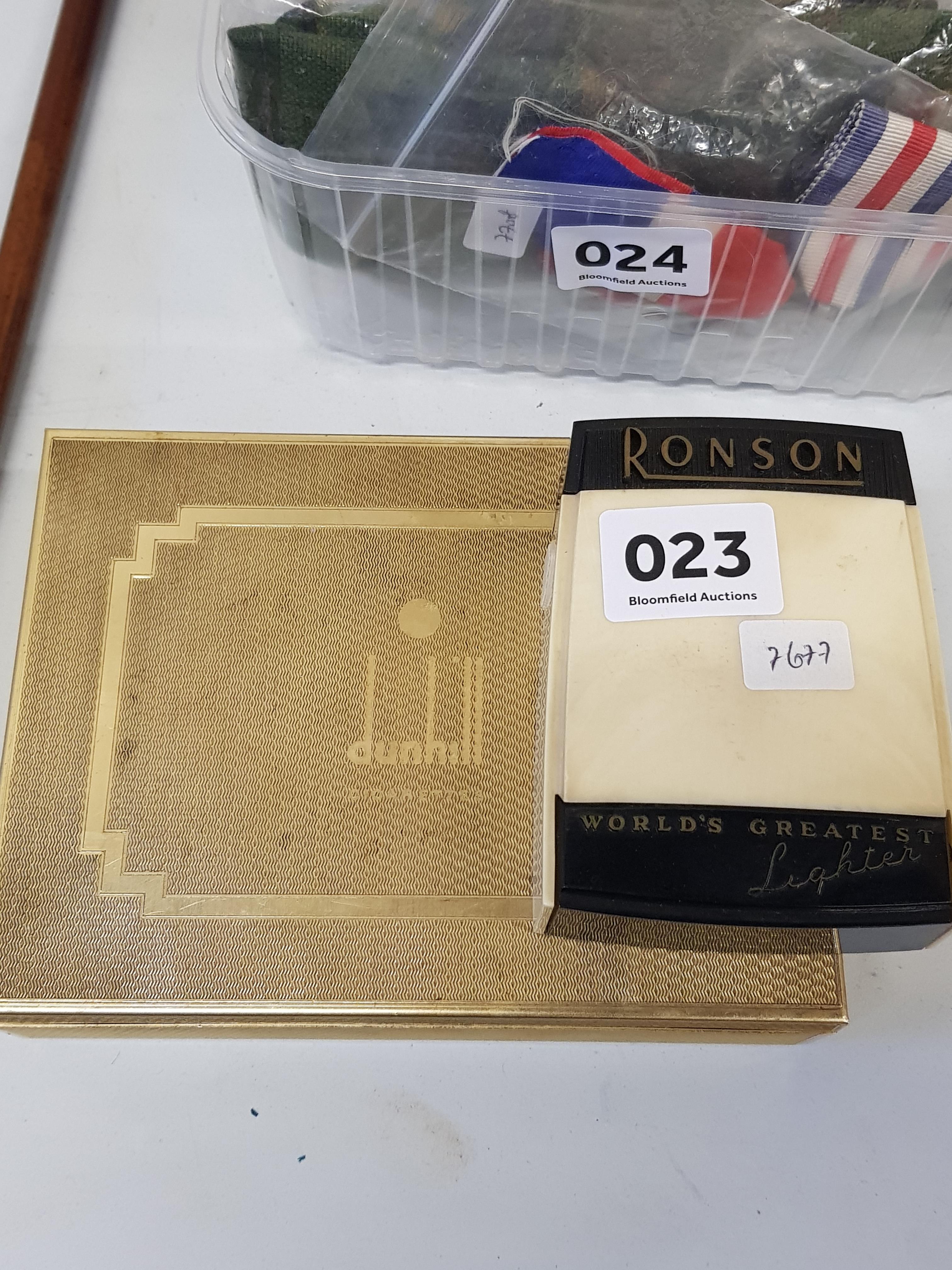 DUNHILL CIGARETTE BOX AND RONSON LIGHTER