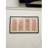 FRAMED 1893 4 BILL OF FARE MENUS FOR BEAVER LINE SS LAKE MARIPOSA DINNER SITTINGS