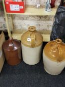 3 LARGE ANTIQUE STONEWARE JARS