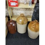 3 LARGE ANTIQUE STONEWARE JARS