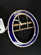 EARLY EDWARDIAN GUILLOCHE ENAMEL BELT BUCKLE