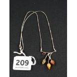 AMBER SET SILVER NECKLACE