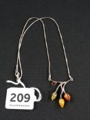 AMBER SET SILVER NECKLACE