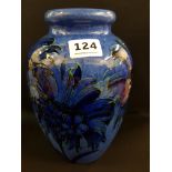 MOORCROFT 8' VASE - CORNFLOWER - SIGNED NO RESTORATIONS OR CHIPS