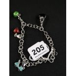 LINKS OF LONDON STYLE CHARM BRACELET WITH REMOVABLE CHARMS