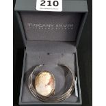 TUSCANY SILVER BANGLE AND CAMEO BROOCH