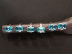 6 SILVER AQUAMARINE & CZ RINGS