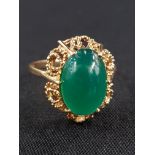 9 CARAT GOLD JADE STONE RING