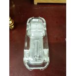 VINTAGE FROSTED GLASS JAGUAR E-TYPE DESK PAPERWEIGHT