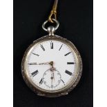 ANTIQUE SILVER POCKET WATCH ENGRAVED WITH HORSE