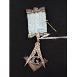 SILVER MASONIC JEWEL - W.BRO J.F WALLACE ON THE OCCASION OF 50 YEARS MASONRY