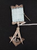 SILVER MASONIC JEWEL - W.BRO J.F WALLACE ON THE OCCASION OF 50 YEARS MASONRY