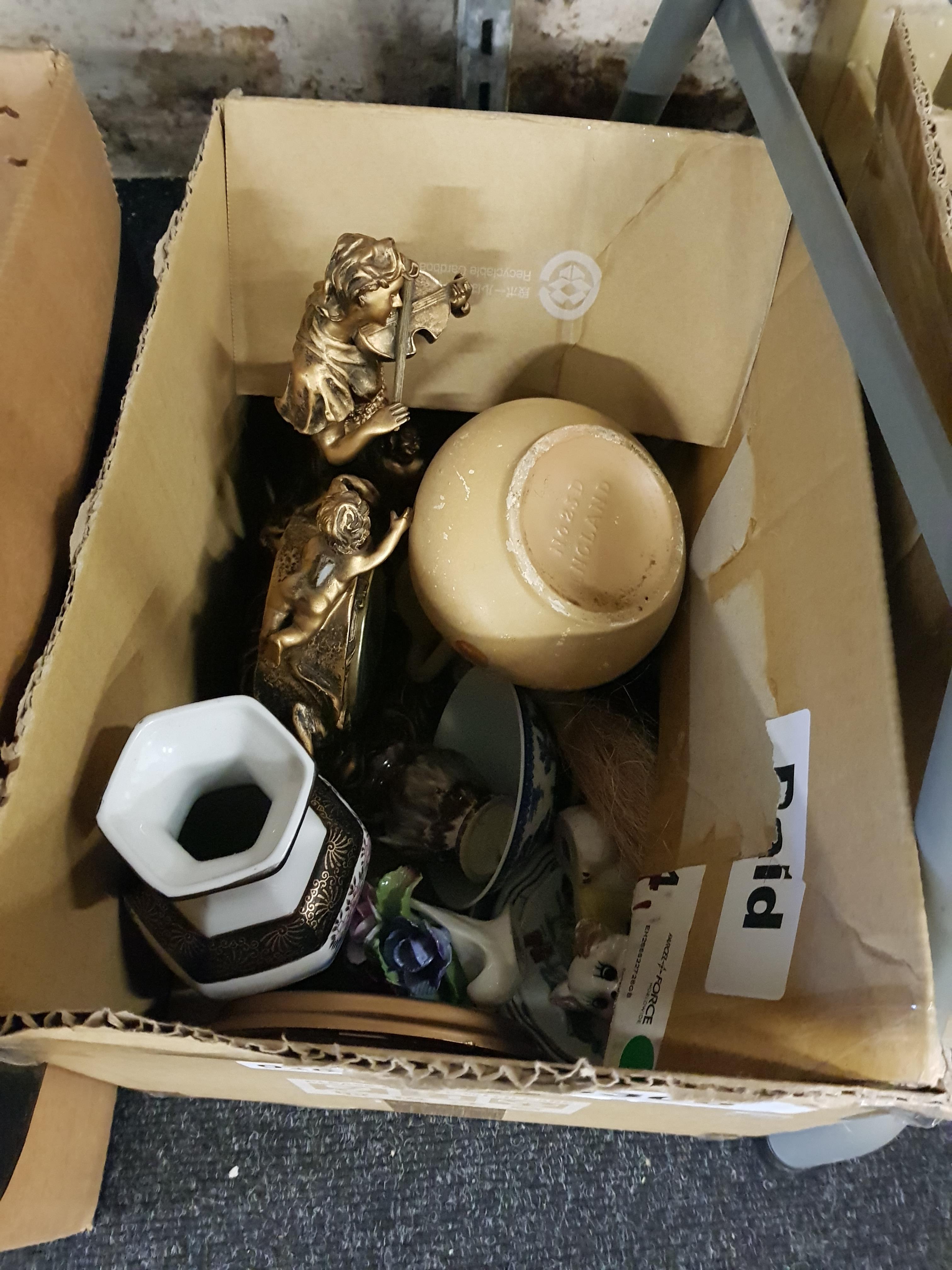 BOX LOT OF ORNAMENTS ETC