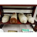 4 OLD STONEWARE BED WARMER BOTTLES