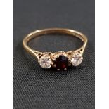 9 CARAT GOLD 3 STONE SAPPHIRE RING