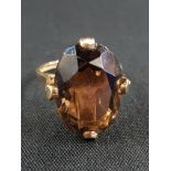 9CT GOLD SMOKEY QUARTZ RING