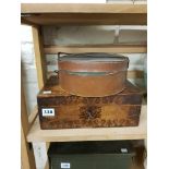 ANTIQUE BOX AND CONTENTS WITH A COLLAR BOX TO INCLUDE COLLARS