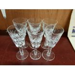 SET OF 6 WATERFORD CRYSTAL ASHLING SHERRY GLASSES