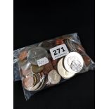 BAG OF CROWNS AND COINS