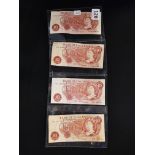 4 BANK OF ENGLAND 10 SHILLING NOTES