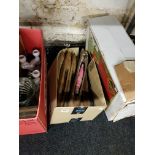 BOX OF OLD SPINNING BOBBINS