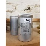 3 ARMY BLUE COLOURED SMOKE HAND GRENADE TINS