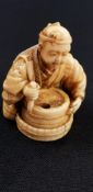 SMALL ANTIQUE IVORY FIGURE - SIGNED