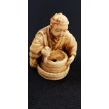 SMALL ANTIQUE IVORY FIGURE - SIGNED