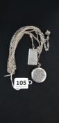 5 SILVER CHAINS WITH PENDANTS