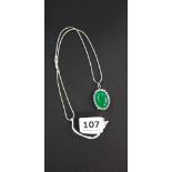 JADE COLOURED PENDANT ON SILVER CHAIN