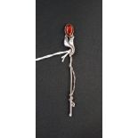 SILVER & AMBER STICK PIN