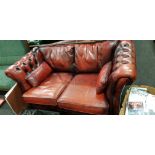OX BLOOD RED 2 SEATER LEATHER SETTEE