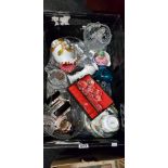 LARGE BOX LOT CRYSTAL, MASONS, DOULTON ETC