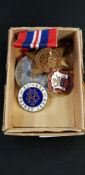BOX OF MEDALS AND BADGES