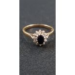 9 CARAT GOLD SAPPHIRE & DIAMOND CLUSTER RING