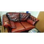 OX BLOOD RED 2 SEATER LEATHER SETTEE