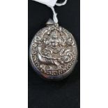 LARGE ANTIQUE SILVER EMBOSSED LOCKET