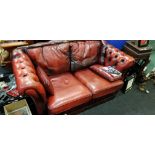 OX BLOOD RED 2 SEATER LEATHER SETTEE