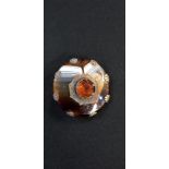 ANTIQUE AGATE & AMBER STONE BROOCH