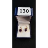 PAIR OF ANTIQUE 9 CARAT GOLD & AMETHYST EARRINGS