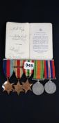 SET OF WW2 MEDALS WITH POLICE FORCES BOOK TO R.H.KYLE, BRIDGE ROAD, HELENS BAY STATION HOME