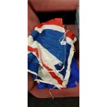 QUANTITY OF VINTAGE FLAGS AND TEA TOWELS
