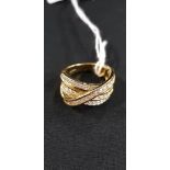 SILVER GILT DIAMONIQUE RING