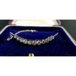 VICTORIAN PLATINUM & DIAMOND CRESCENT BROOCH SET WITH VICTORIAN ROSE CUT DIAMONDS (CIRCA 1.75/2