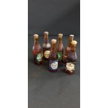 6 VINTAGE MINIATURE BEER BOTTLES