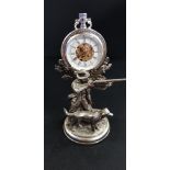 HUNTING SCENE POCKET WATCH STAND & POCKET WATCH