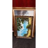 GILT FRAMED FACTORY OIL & DENIS THORNTON PRINT