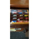 MODEL CAR DISPLAY CASE COMPLETE WITH MODELS