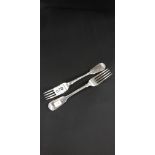 2 SILVER FORKS - LONDON 1836 WILLIAM IV CIRCA 132 GRAMS