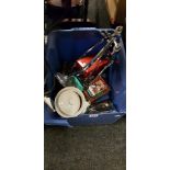 BOX LOT TO INC COMPANION SET, 2KNNIVES, TEABAG CANNISTER FAN ETC